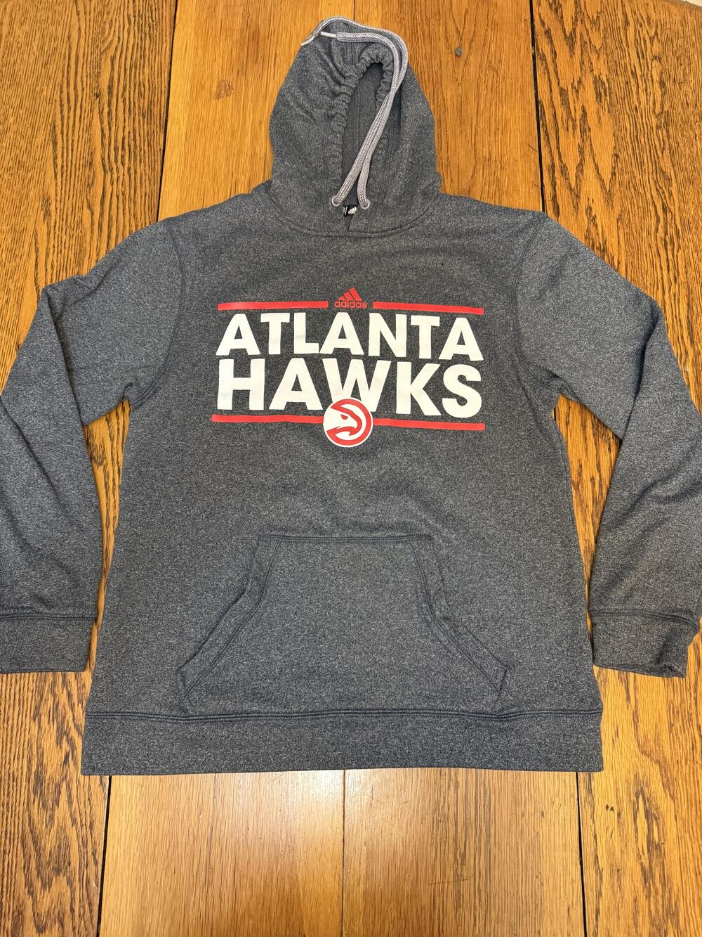 Atlanta Hawks Hoodie Sweatshirt Mens Small Gray NBA Basketball ClimaWarm Adidas